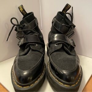 Dr Martens Masha Creeper Black Leather/Suede Lace Up/Buckle Boots Women’s Size 9